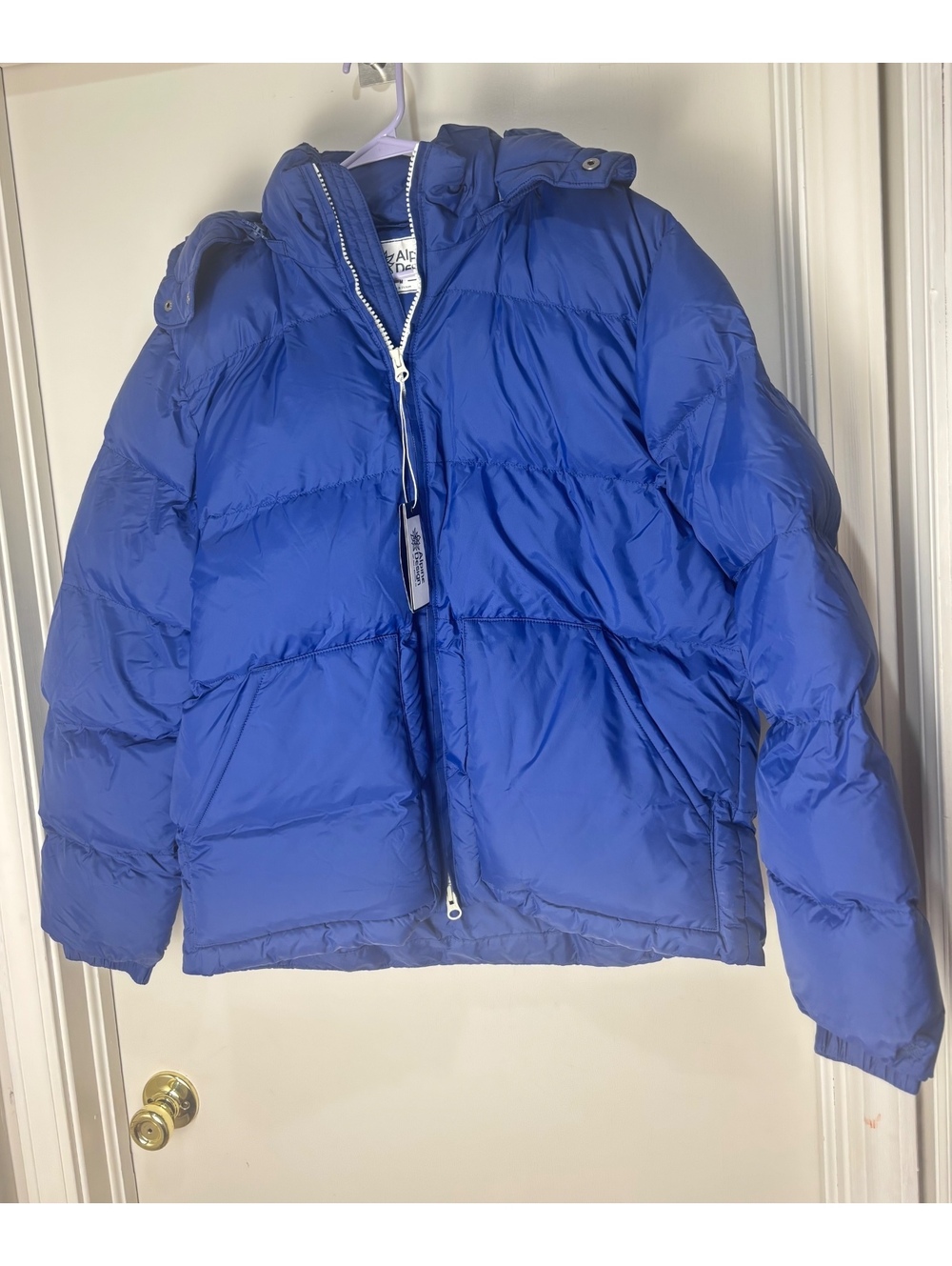Alpine Design AD 1962 Puffer Jacket Men M Space Blue Hooded NWT $128